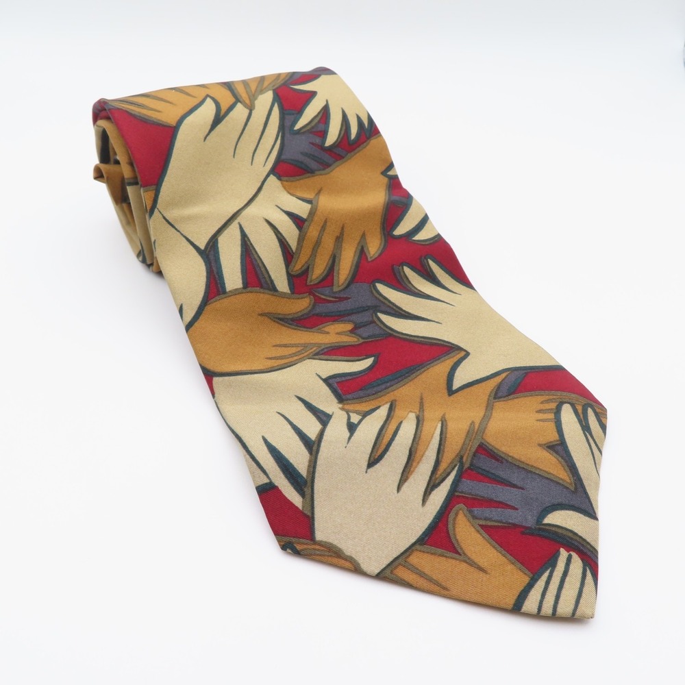 The Beetles Tie Silk Brown Red Hold Your Hnad 4" Wide 56" Long Vintage